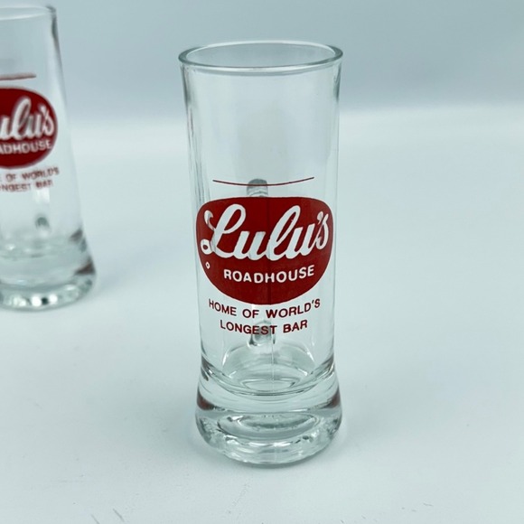 Lulu's Roadhouse Shot Glasses Set of 3 Home of World's Longest Bar France Vintag - Picture 4 of 7